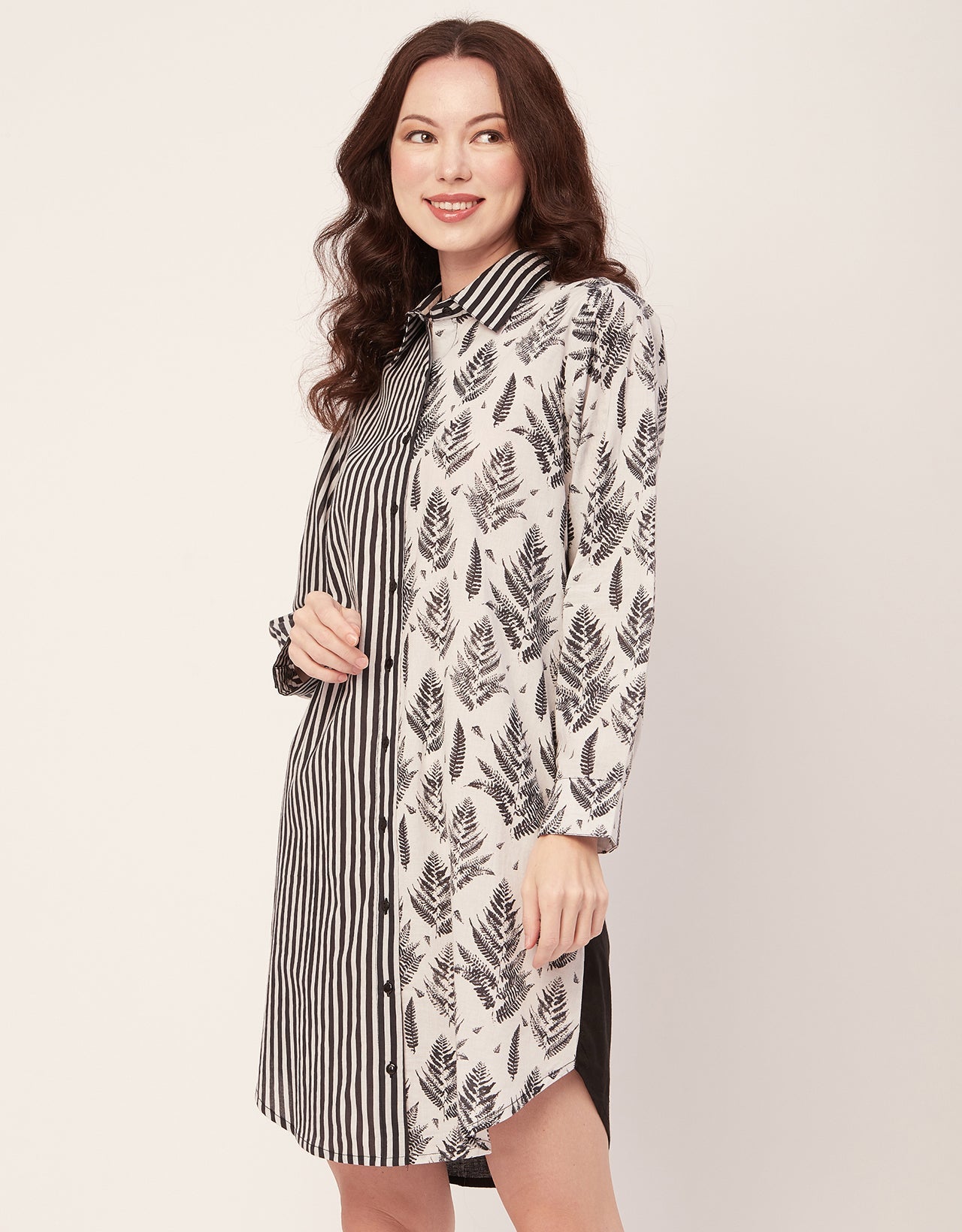 Printed Button Down Midi Shirt