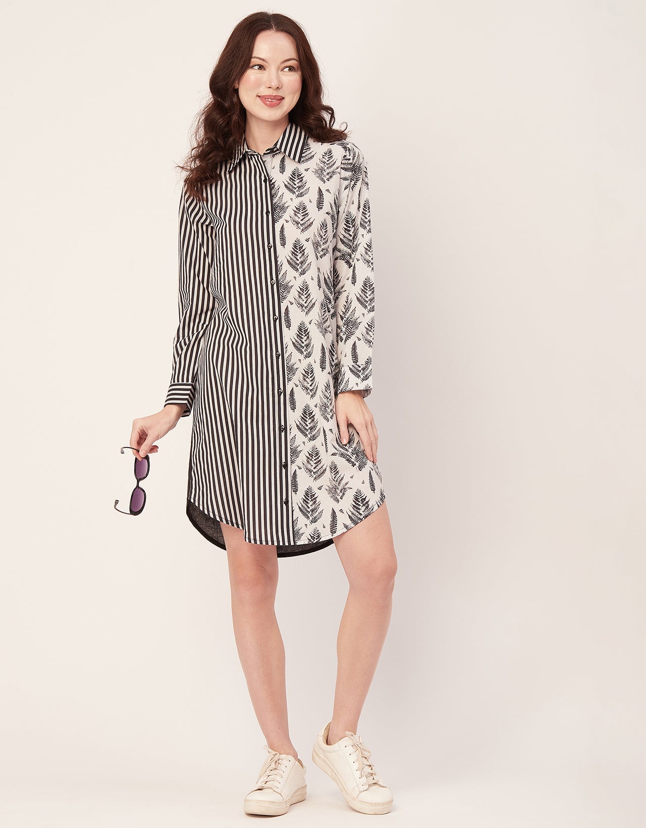 Printed Button Down Midi Shirt