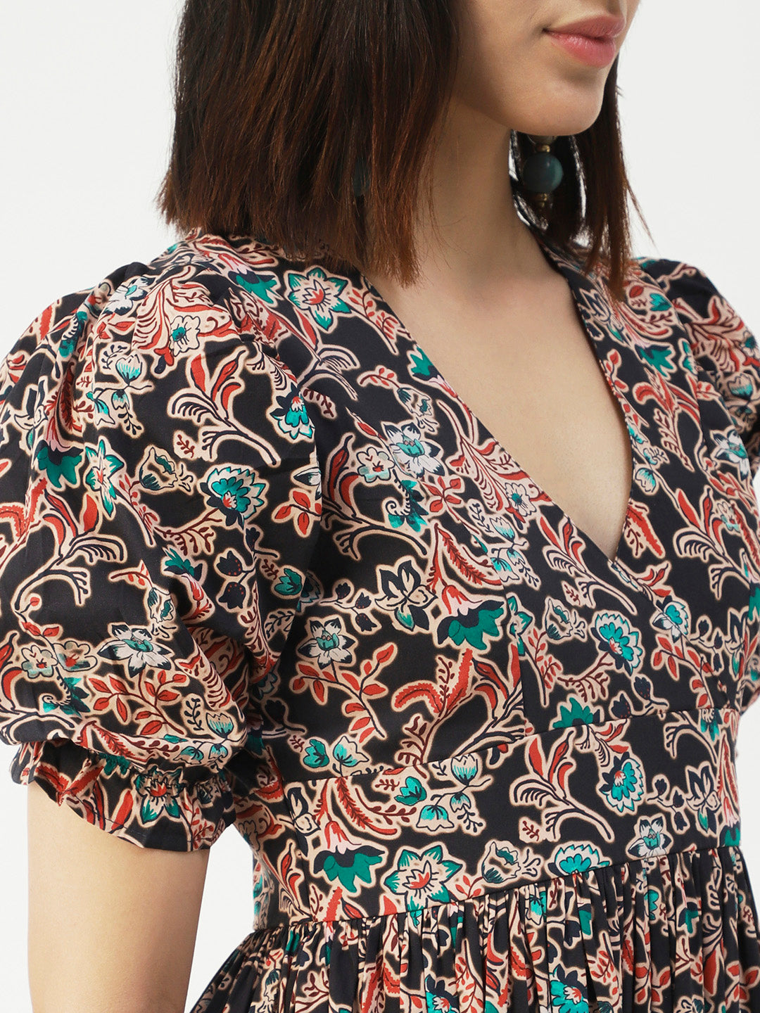 Cotton Flared Dress, V-Neck Maxi