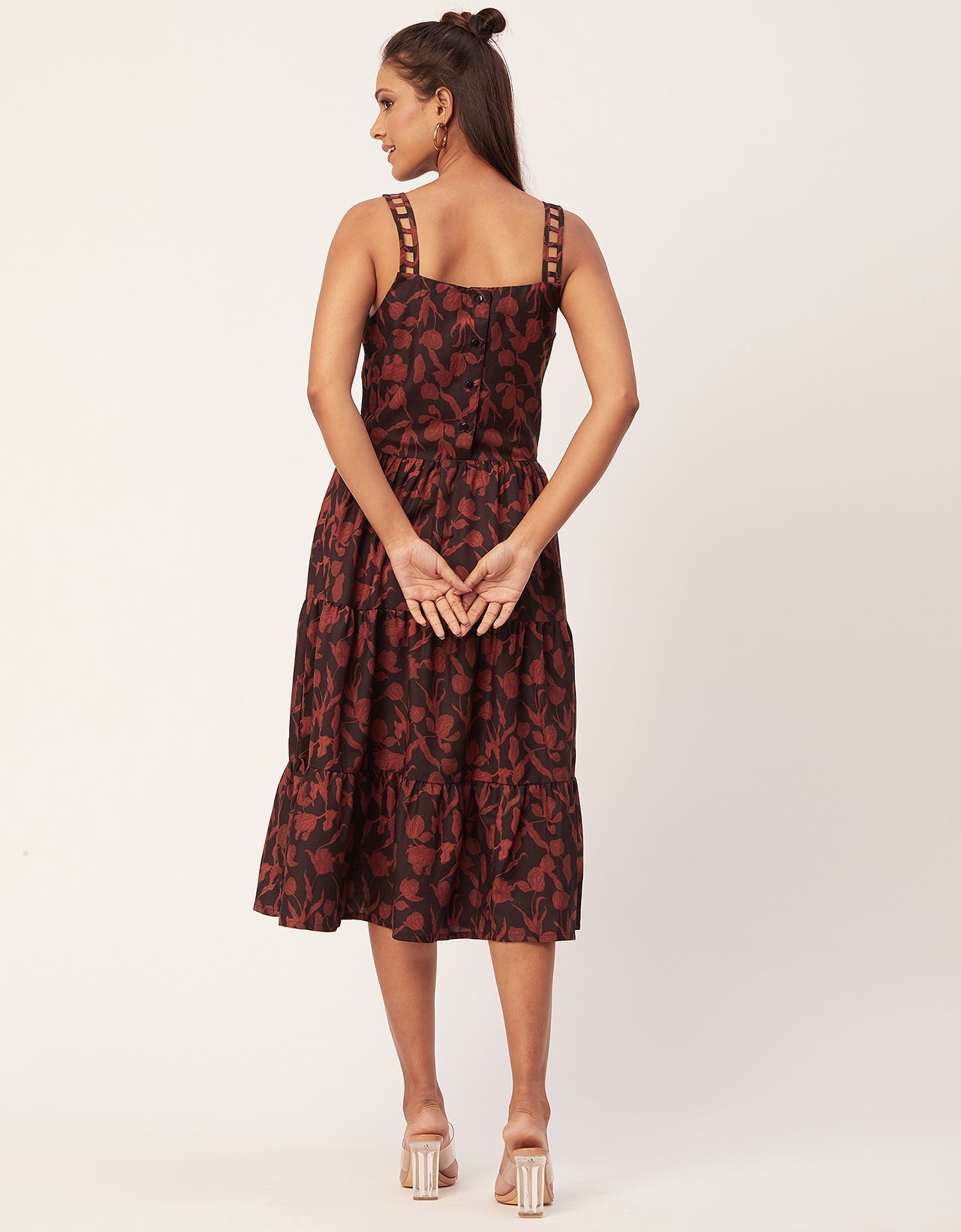 Sleeveless Tiered Dress, Strap Midi