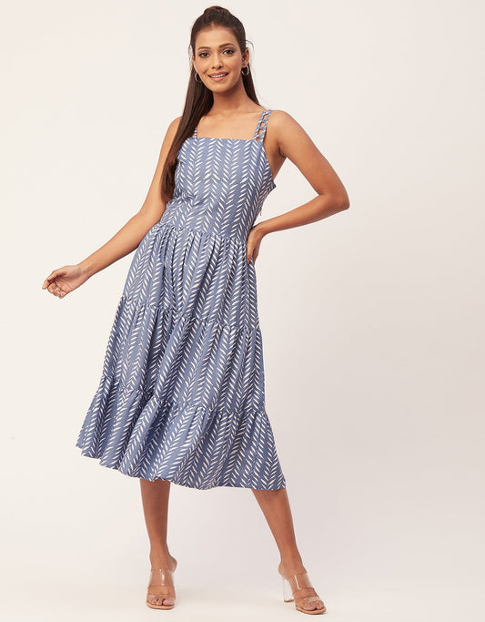 Sleeveless Tiered Dress, Strap Midi