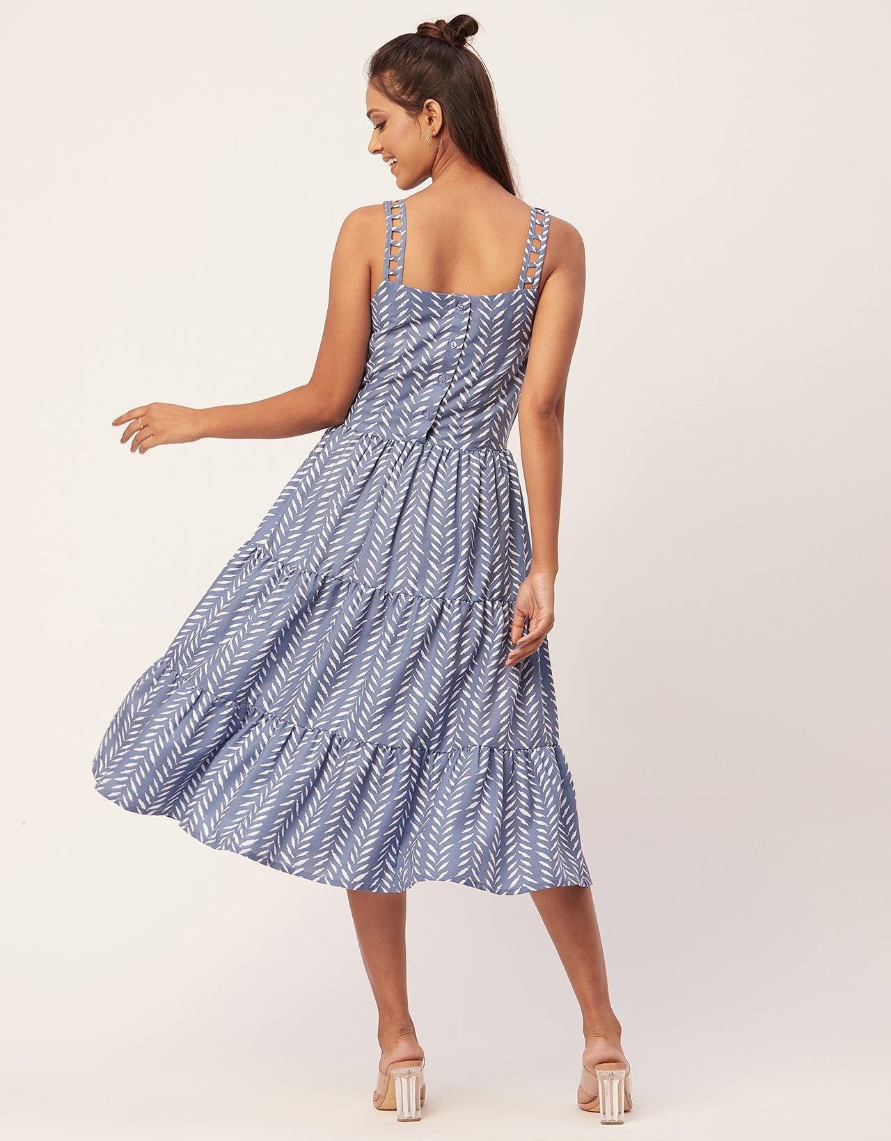 Sleeveless Tiered Dress, Strap Midi