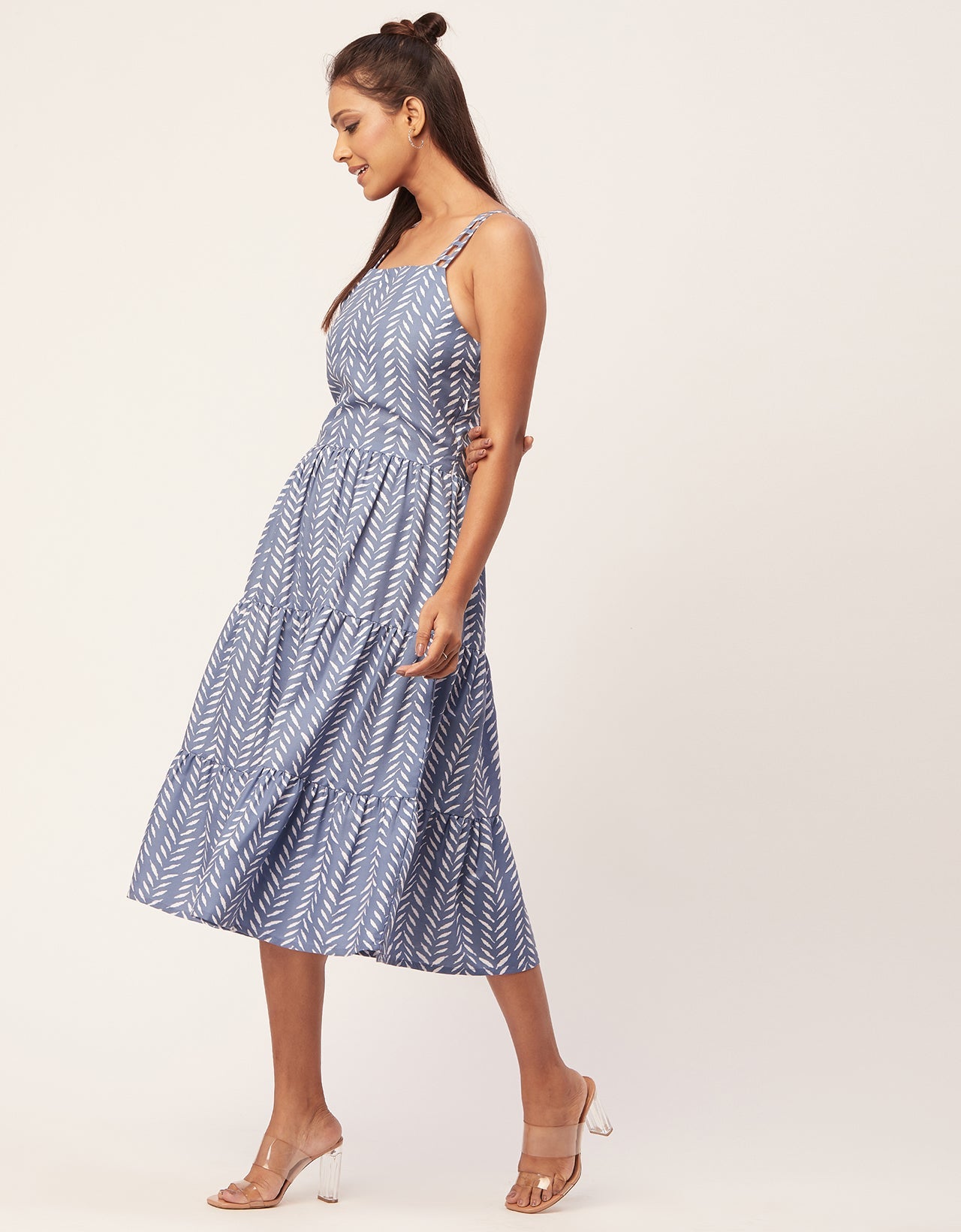 Sleeveless Tiered Dress, Strap Midi