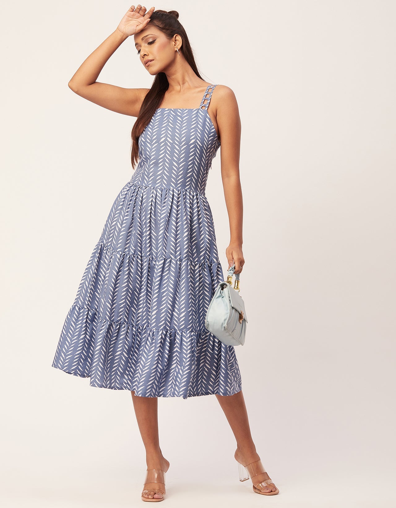 Sleeveless Tiered Dress, Strap Midi