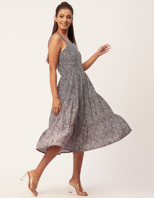 Sleeveless Tiered Dress, Strap Midi