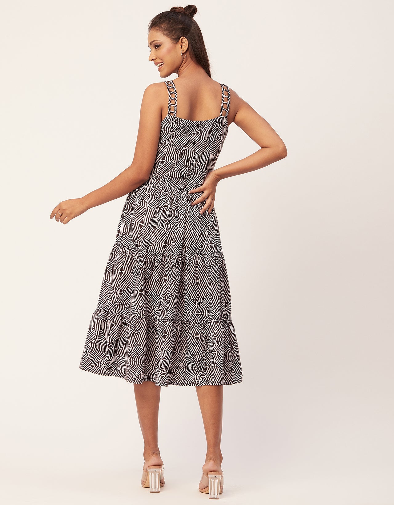 Sleeveless Tiered Dress, Strap Midi