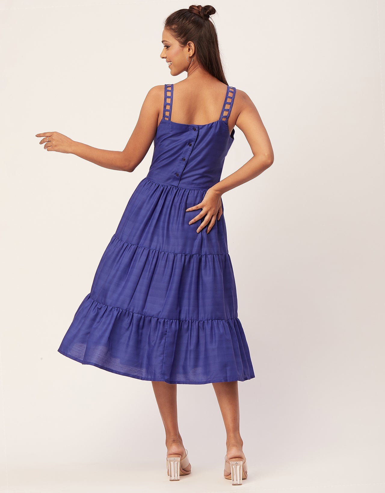 Sleeveless Tiered Dress, Strap Midi
