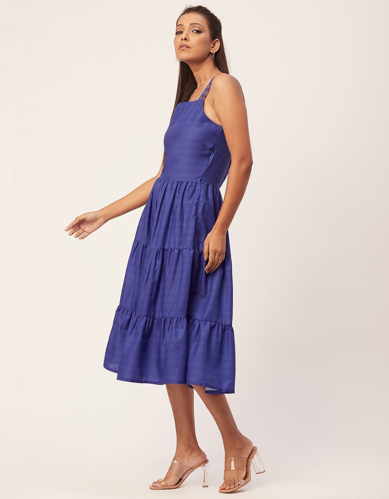Sleeveless Tiered Dress, Strap Midi