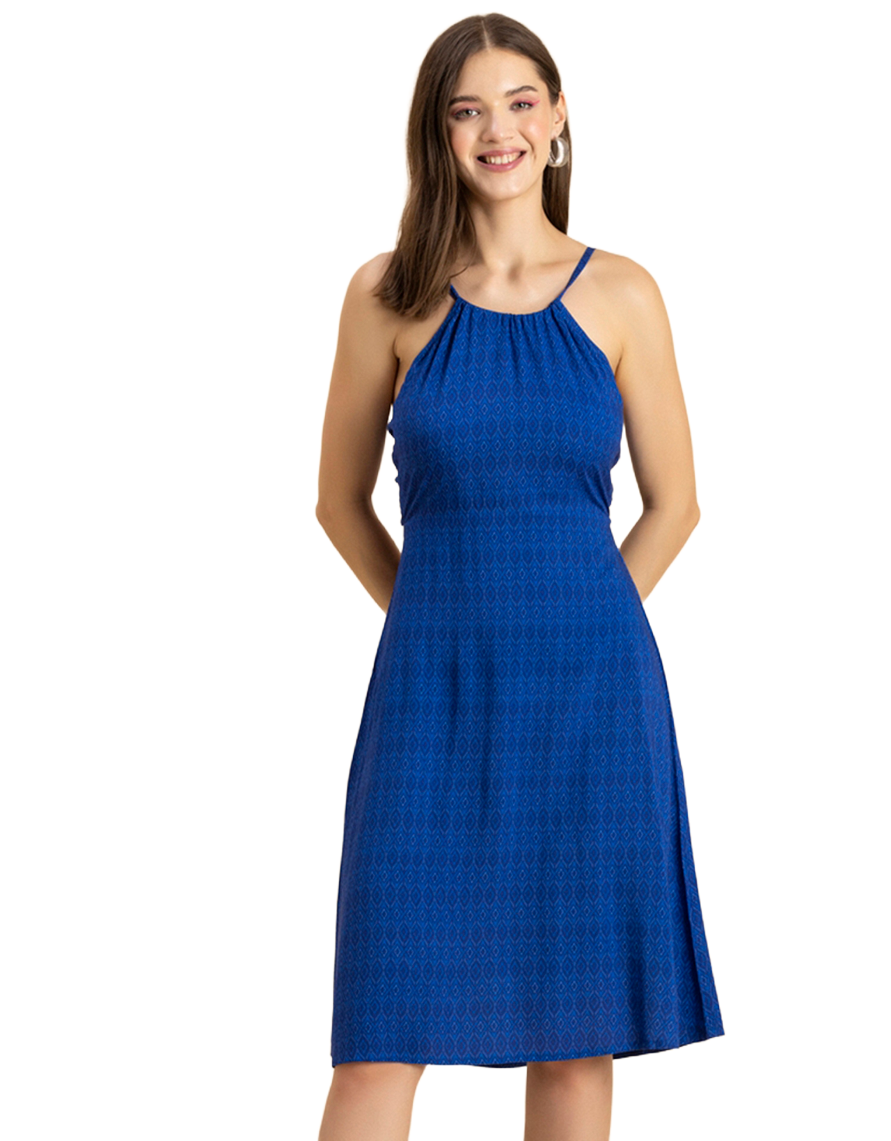 Printed Halter Neck Dress, Knee