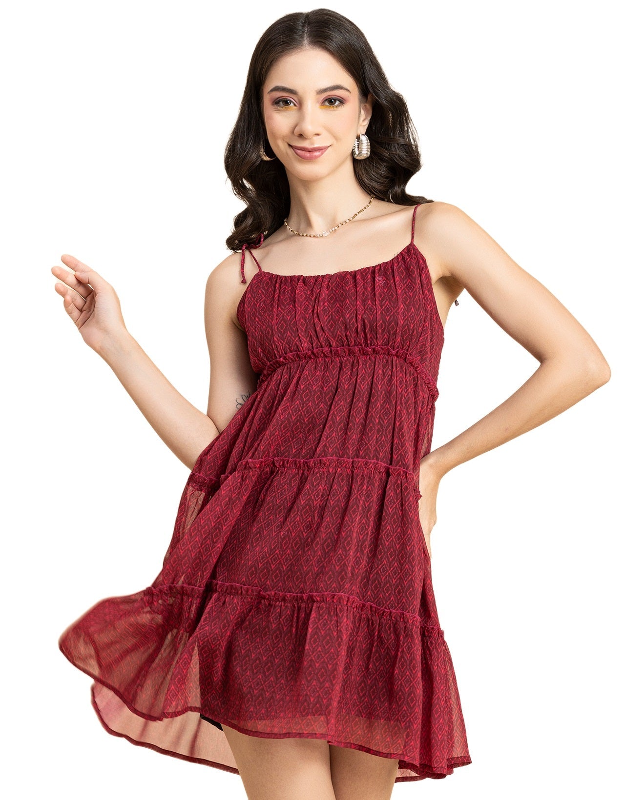 Printed Mini Dress, Strappy