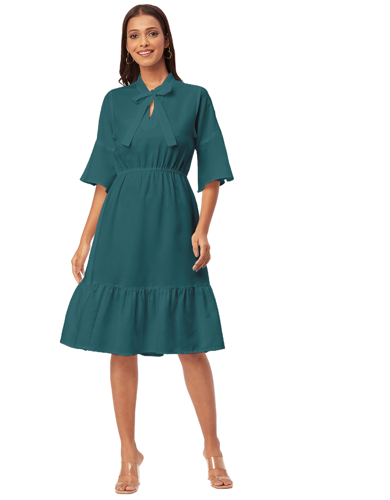 Bow-Knot Dress with Bell Sleeve