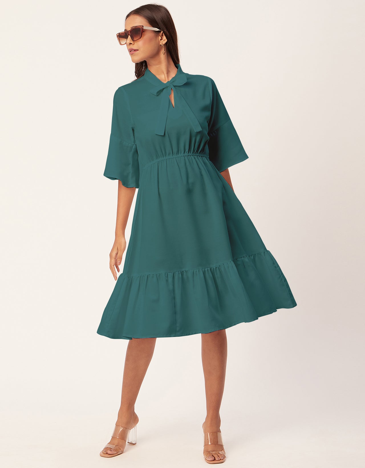 Bow-Knot Dress with Bell Sleeve