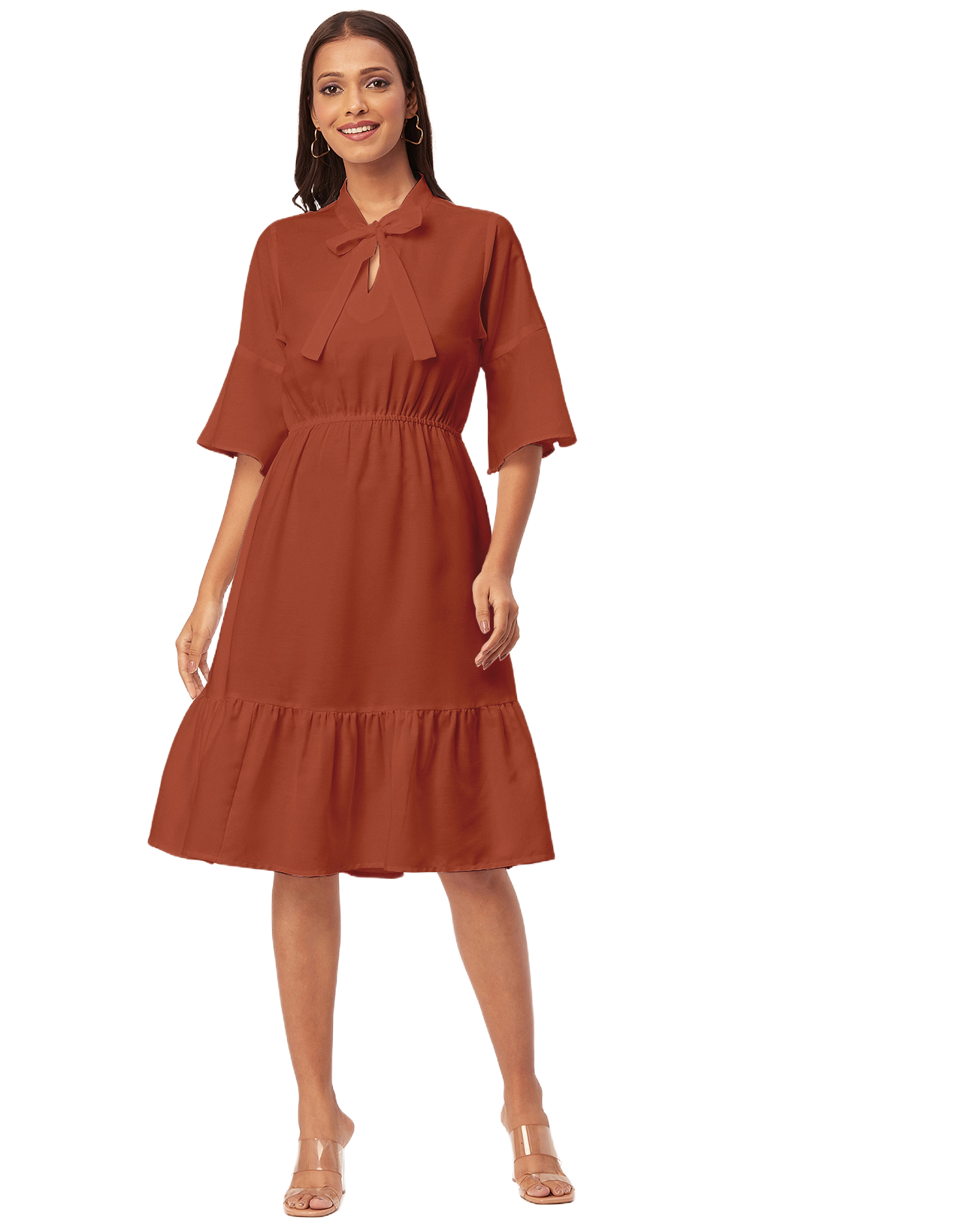 Bow-Knot Dress with Bell Sleeve