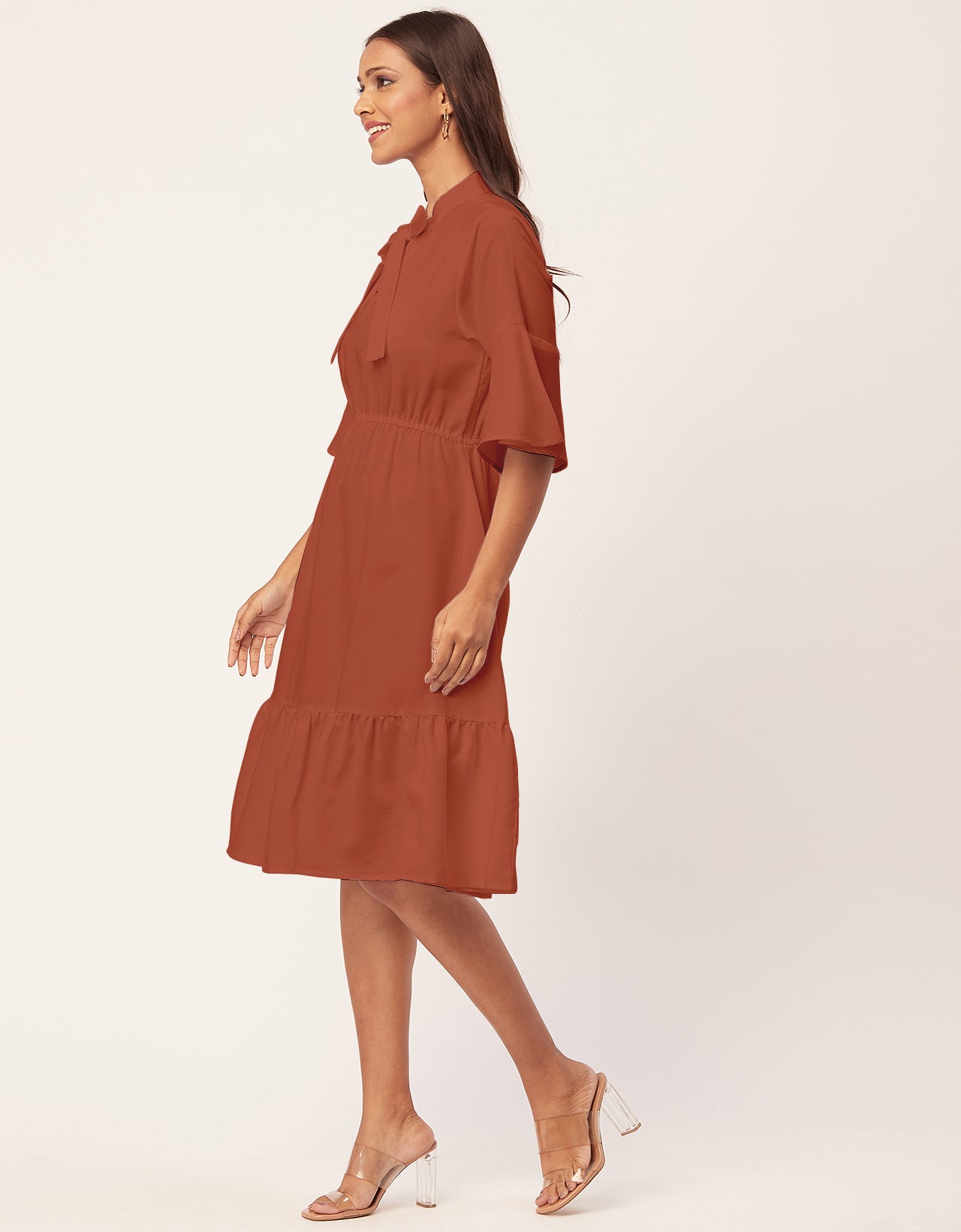 Bow-Knot Dress with Bell Sleeve