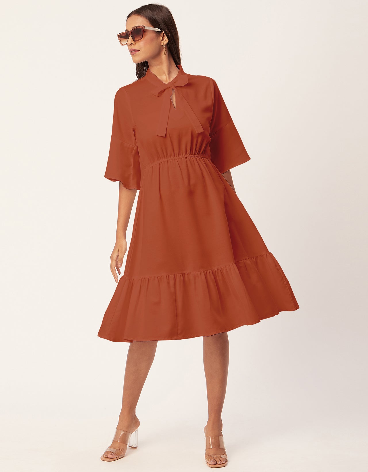 Bow-Knot Dress with Bell Sleeve