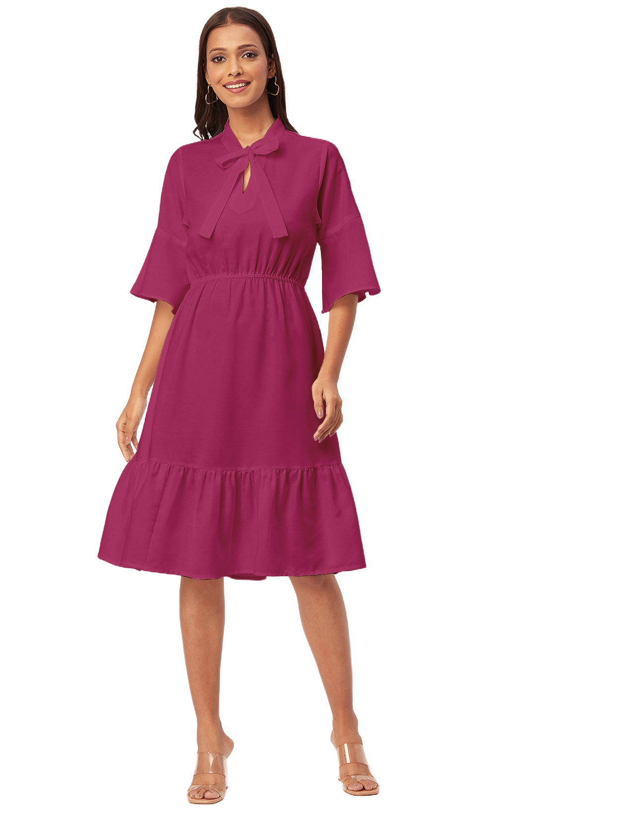 Bow-Knot Dress with Bell Sleeve