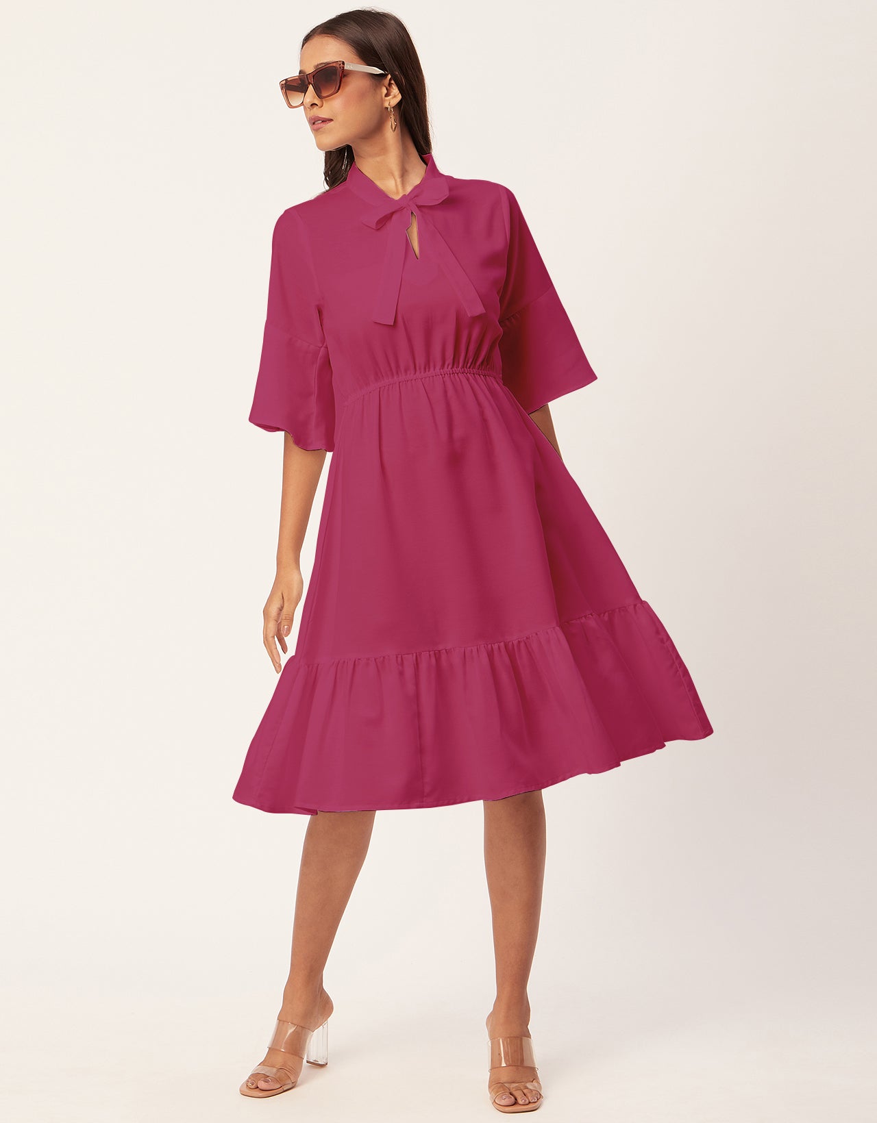 Bow-Knot Dress with Bell Sleeve