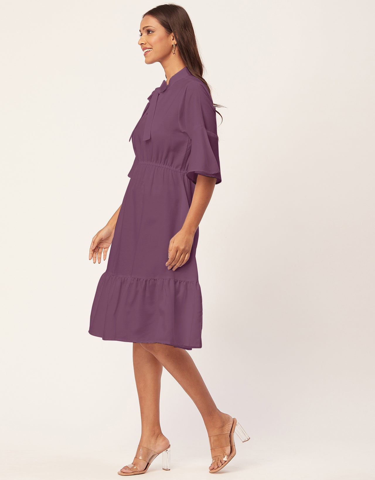 Bow-Knot Dress with Bell Sleeve
