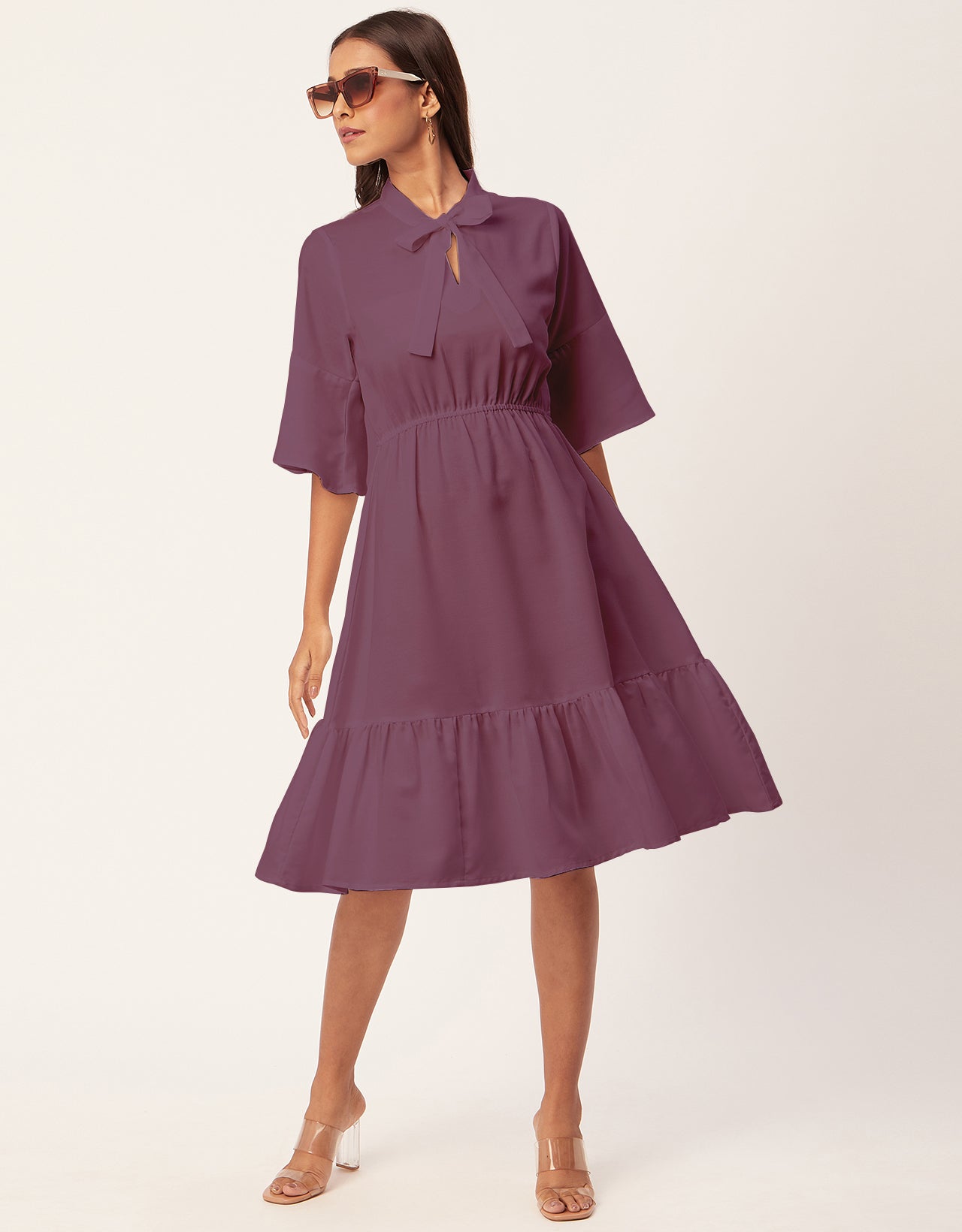 Bow-Knot Dress with Bell Sleeve
