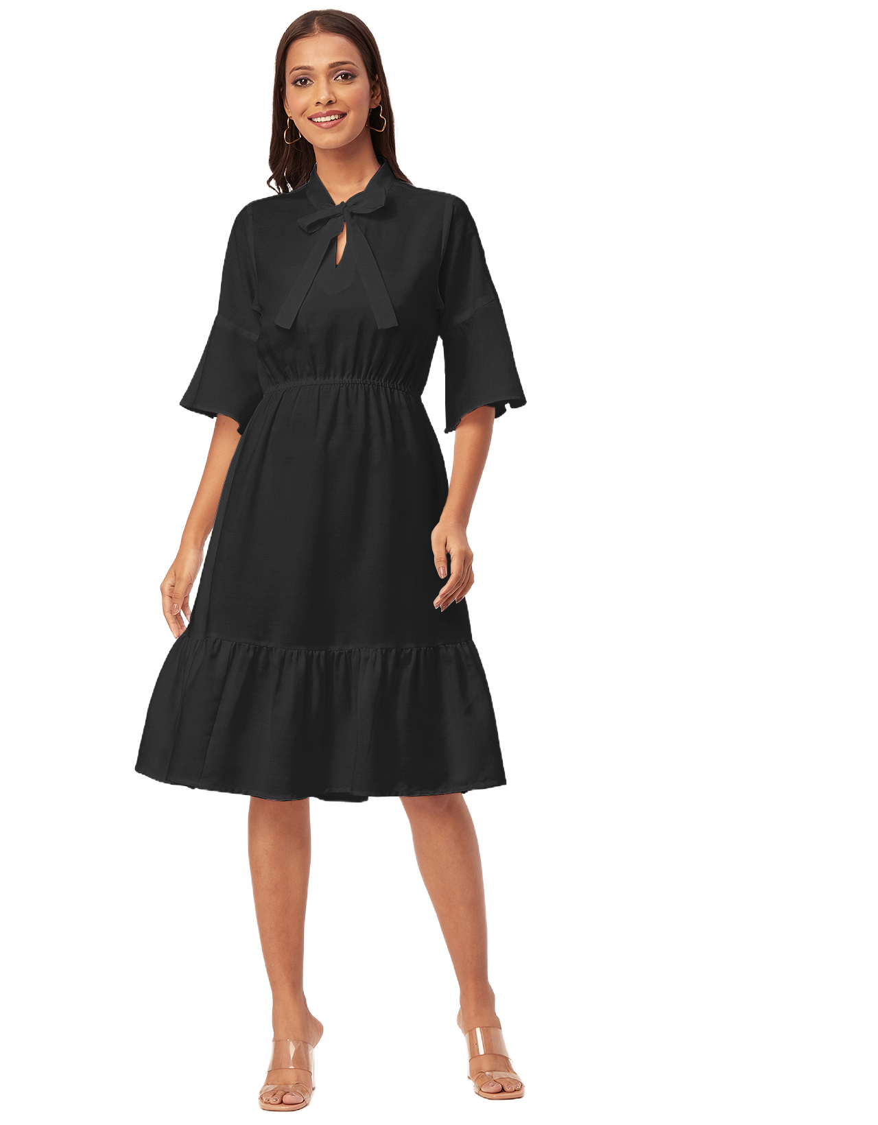 Bow-Knot Dress with Bell Sleeve