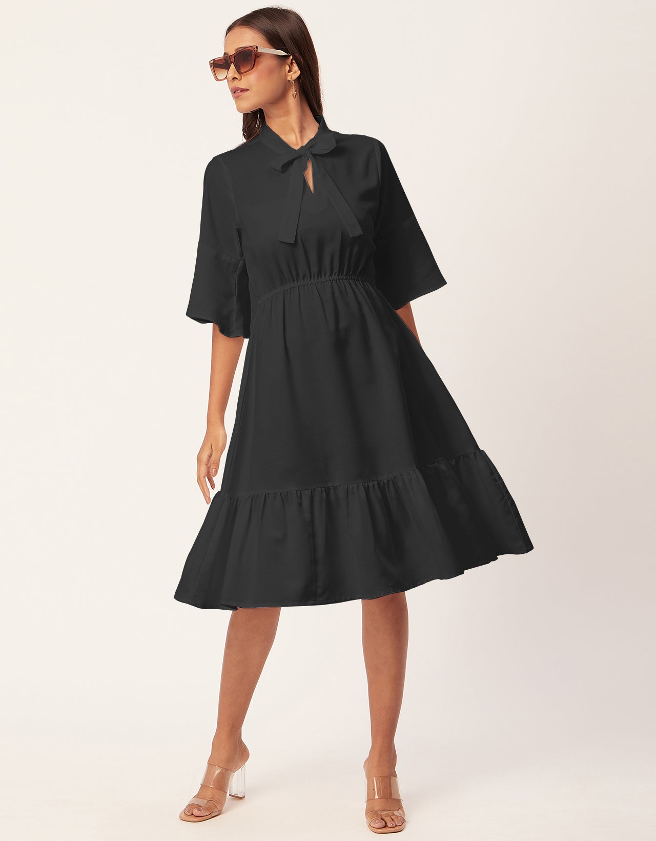 Bow-Knot Dress with Bell Sleeve