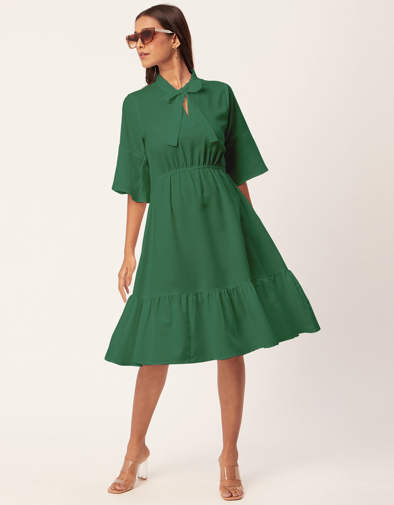 Bow-Knot Dress, Ruffle Sleeve