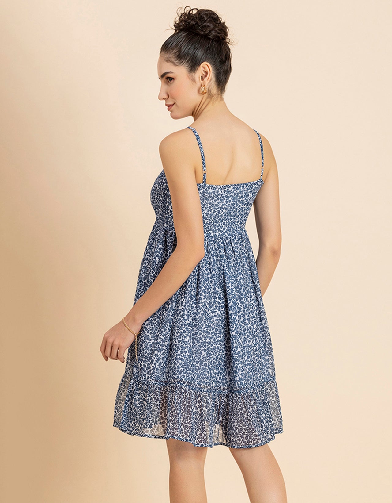 Printed Strappy Flared Dress