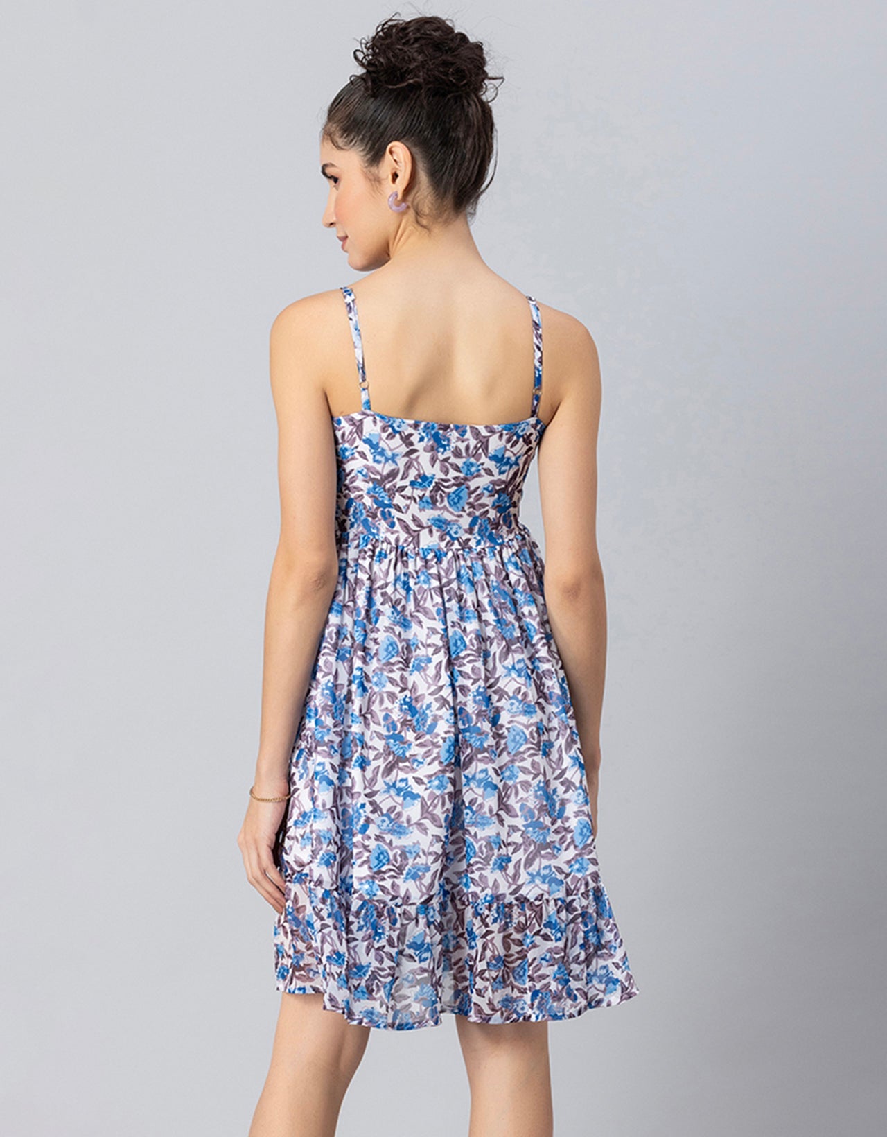 Printed Strappy Flared Dress