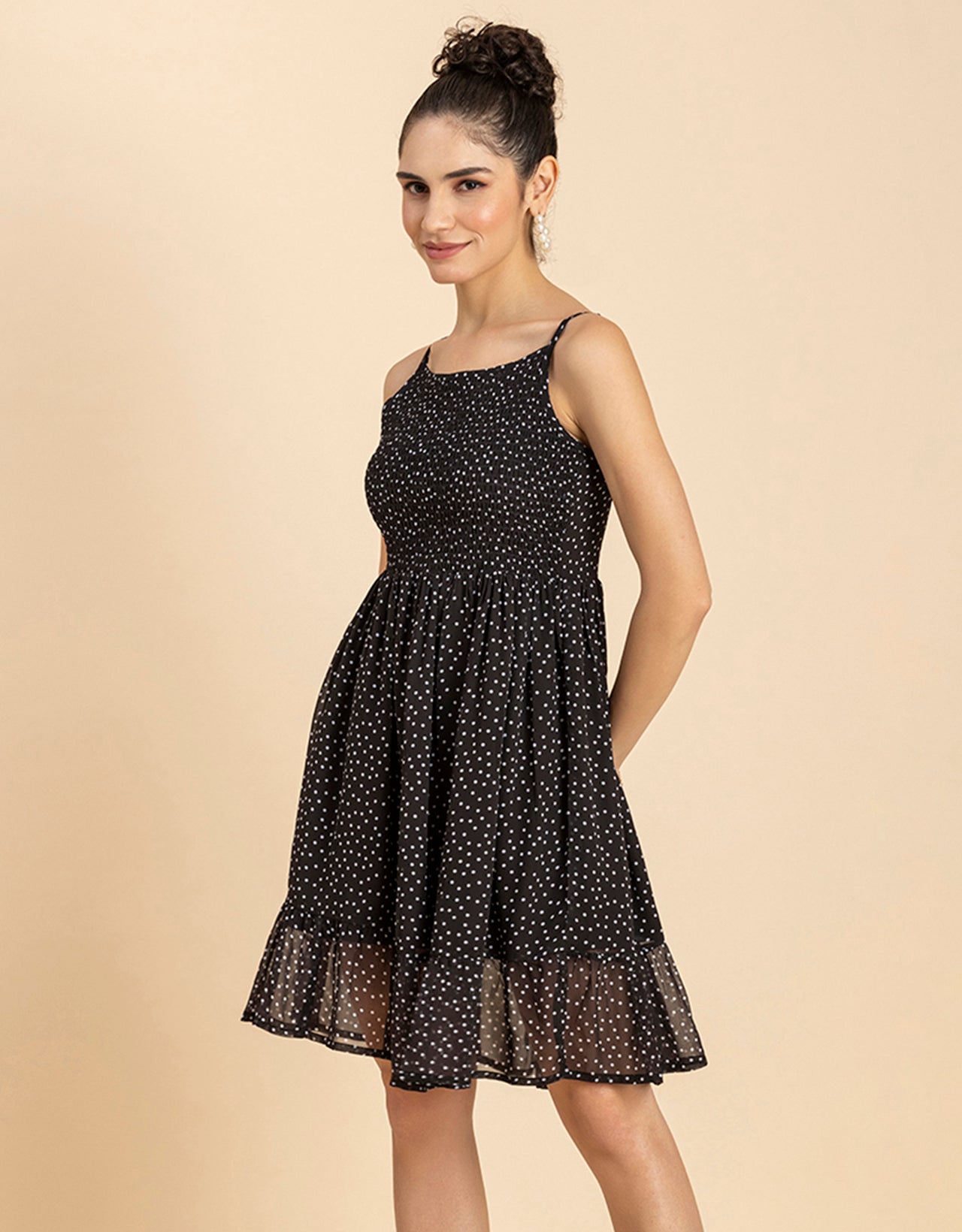Printed Strappy Flared Dress