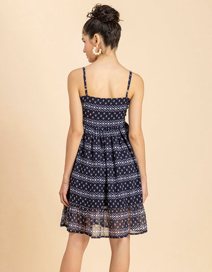 Printed Strappy Flared Dress