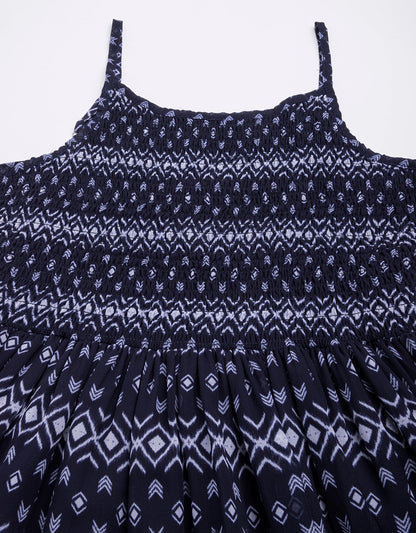 Printed Strappy Flared Dress