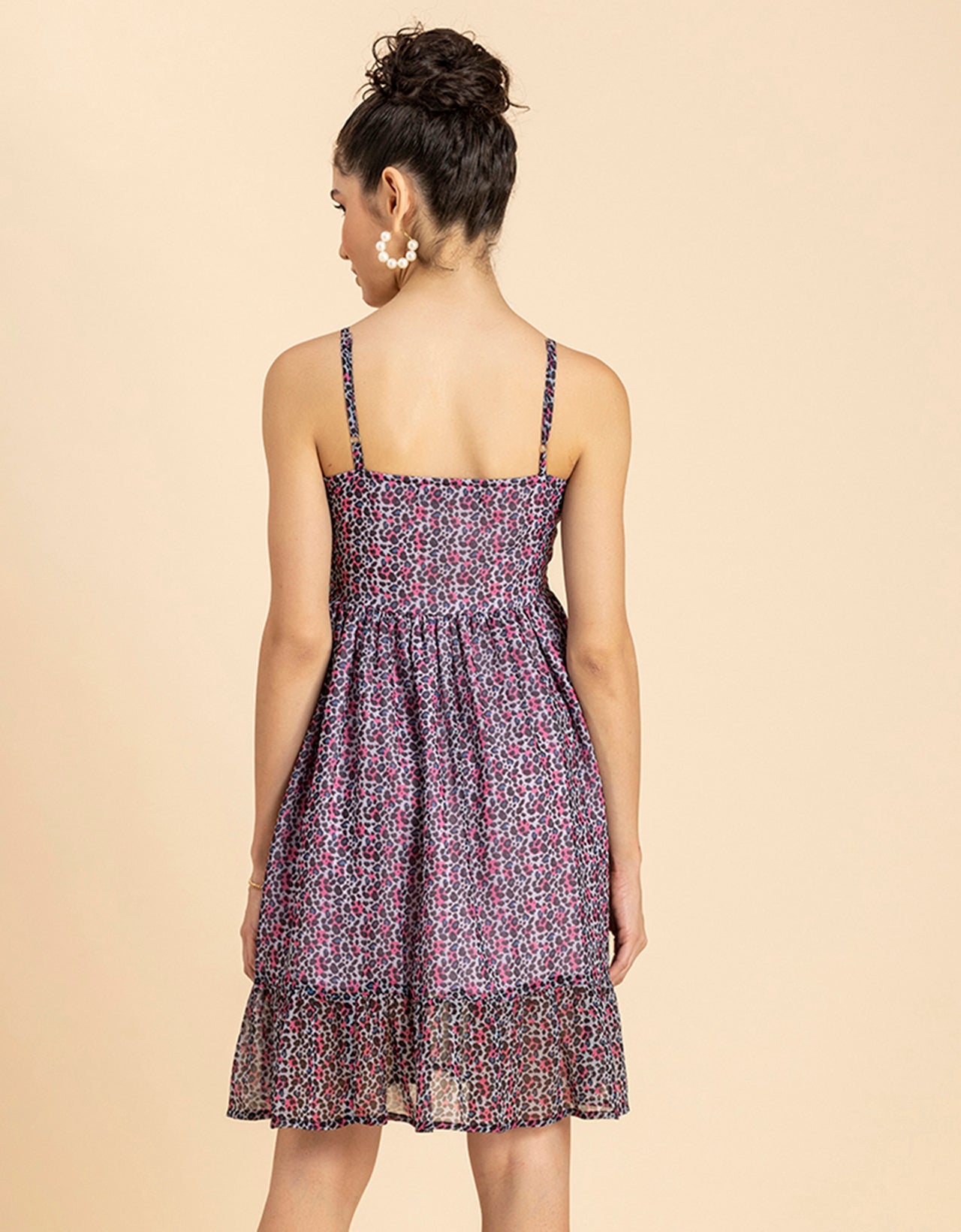 Printed Strappy Flared Dress