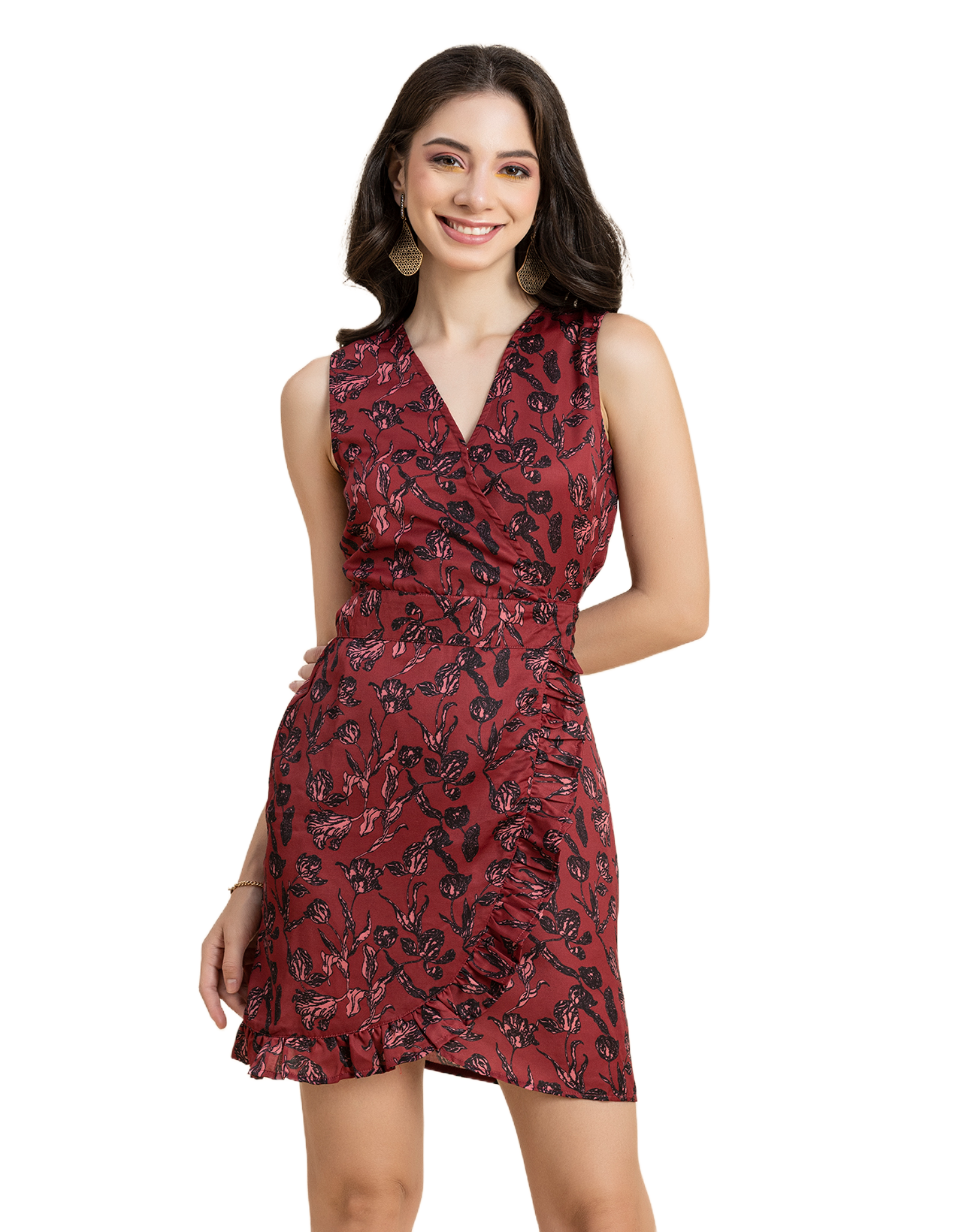 Printed Wrap Mini Dress