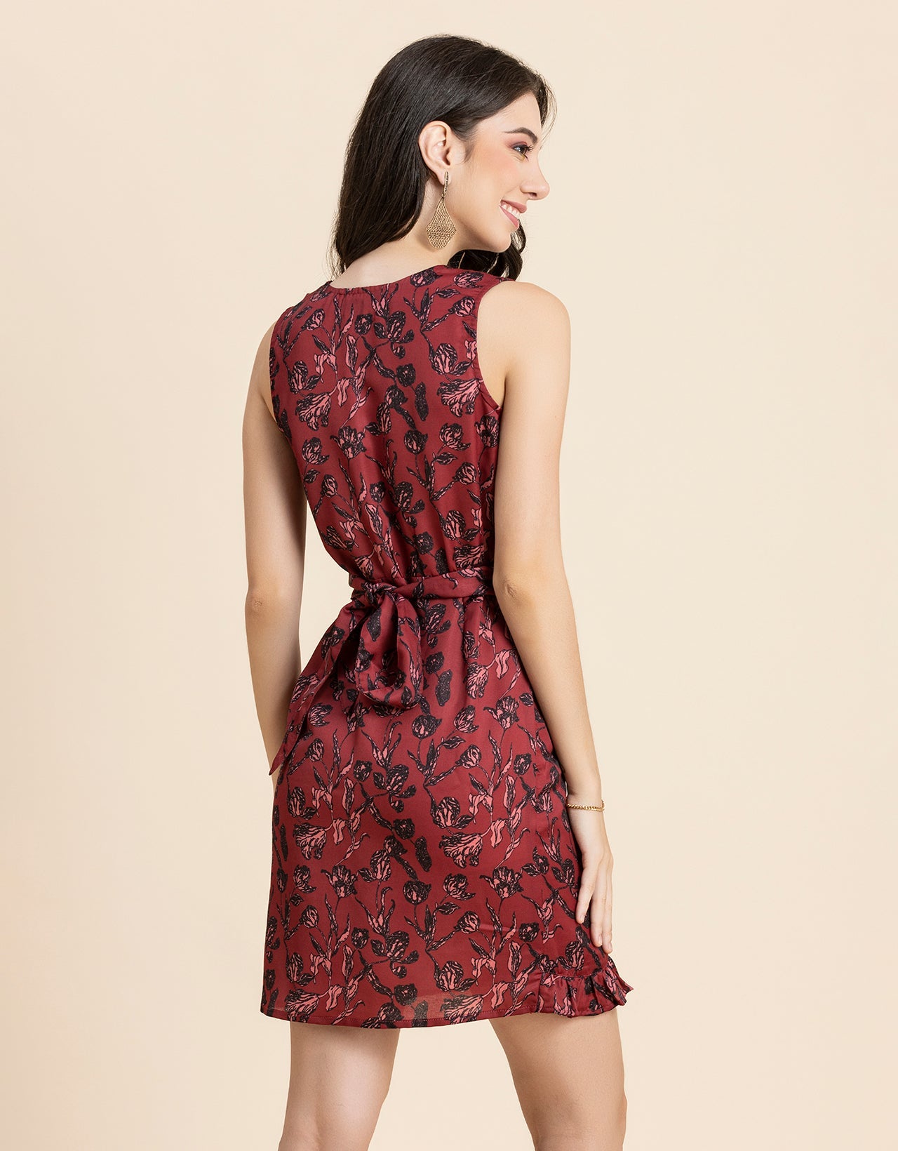 Printed Wrap Mini Dress