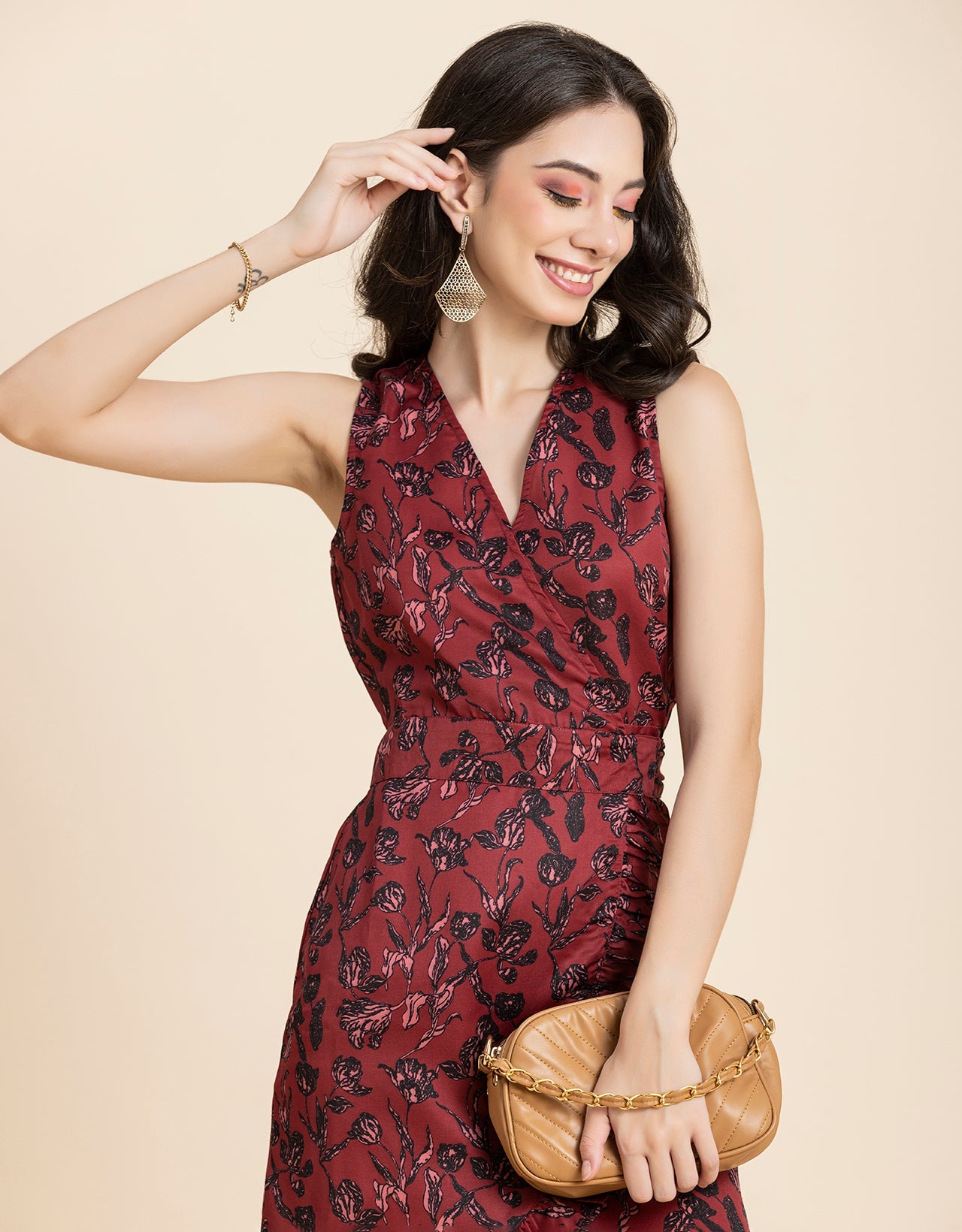 Printed Wrap Mini Dress