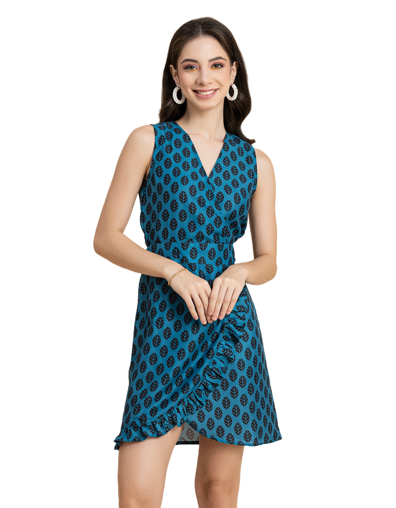 Printed Wrap Mini Dress