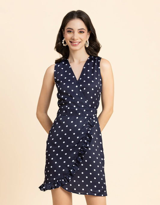 Printed Wrap Mini Dress