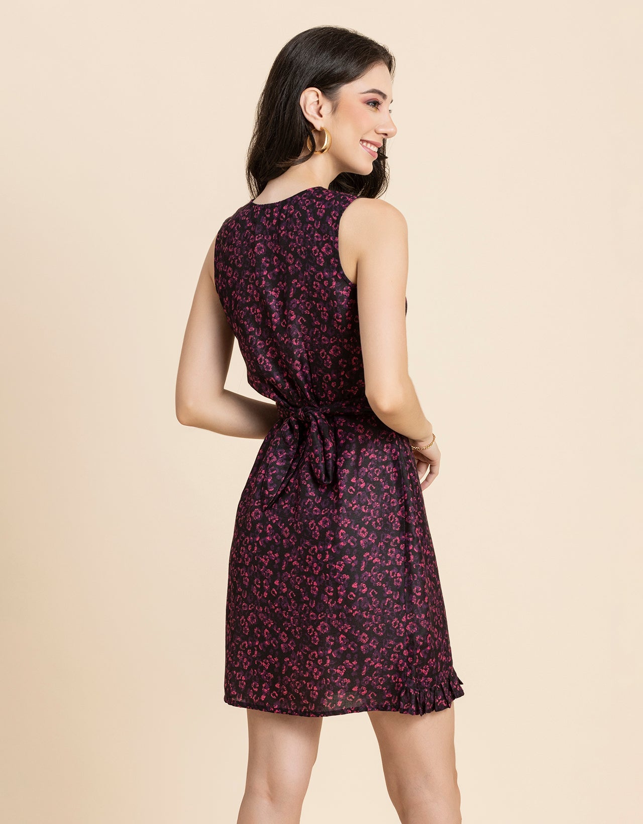 Printed Wrap Mini Dress