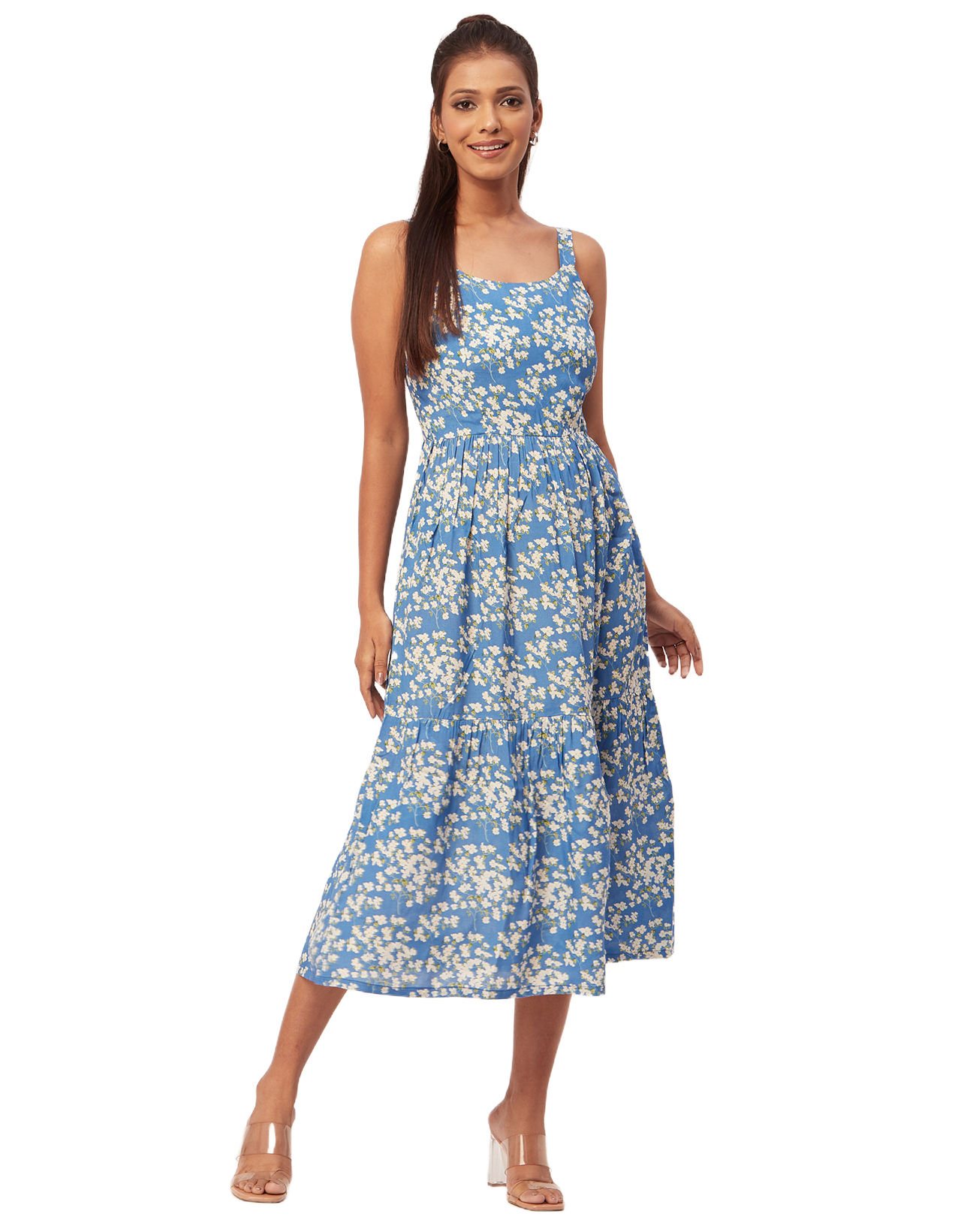 Sleeveless Chic Dress, Square Midi