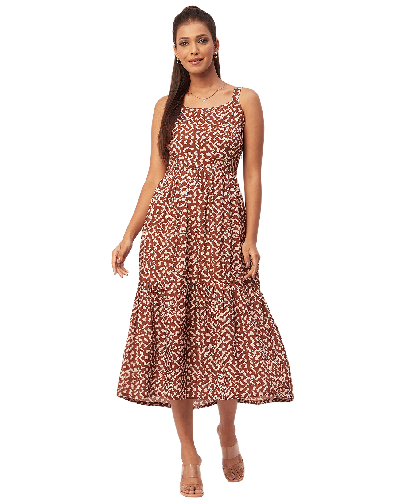 Sleeveless Chic Dress, Square Midi