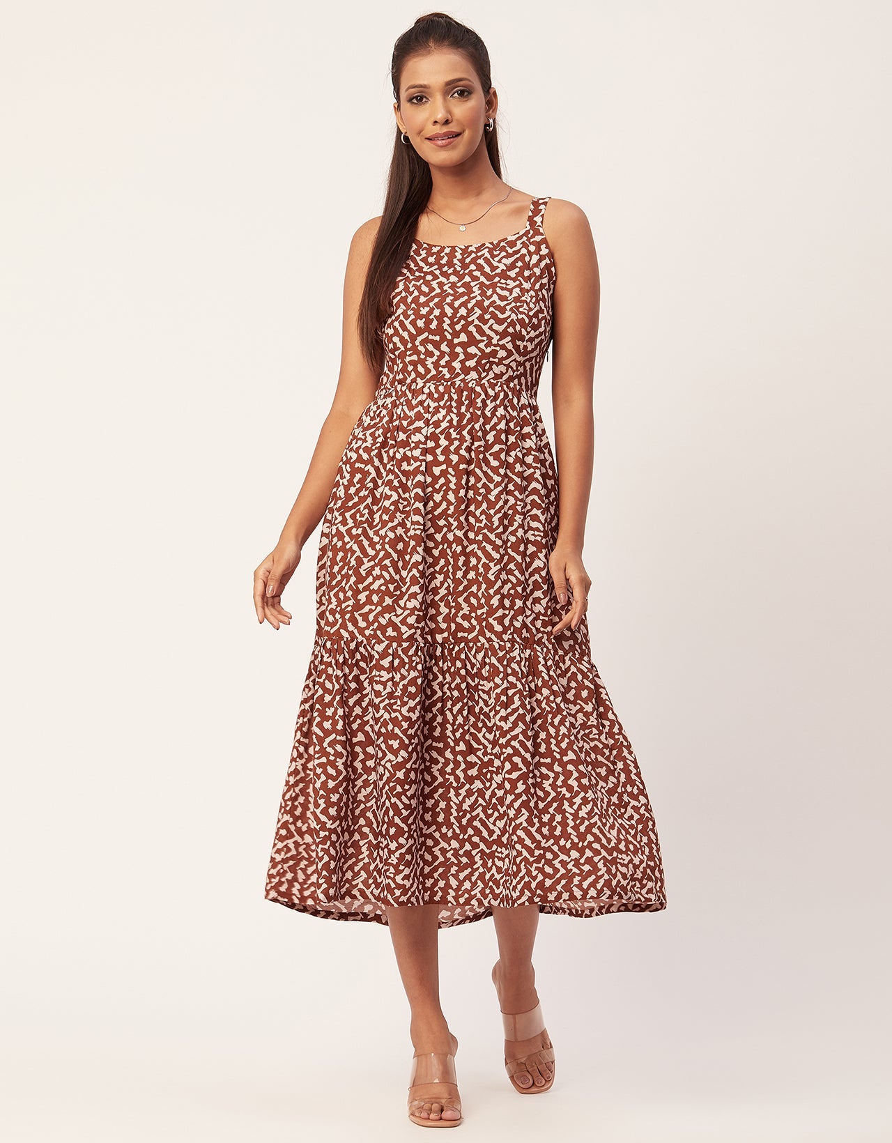 Sleeveless Chic Dress, Square Midi