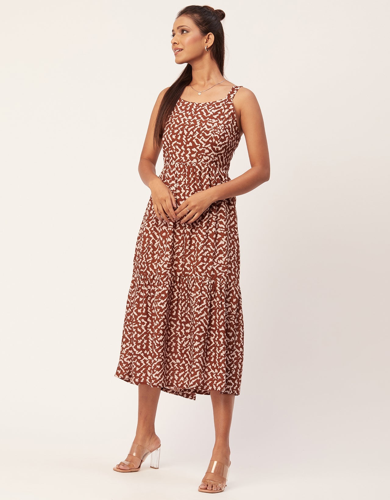Sleeveless Chic Dress, Square Midi