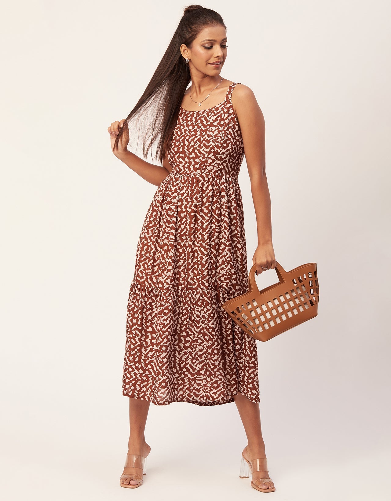 Sleeveless Chic Dress, Square Midi