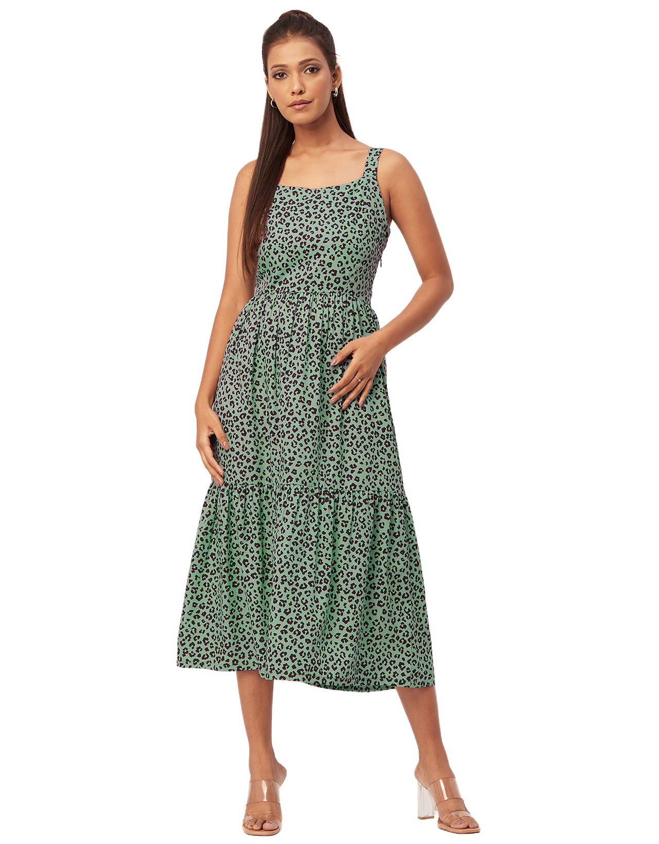 Sleeveless Chic Dress, Square Midi