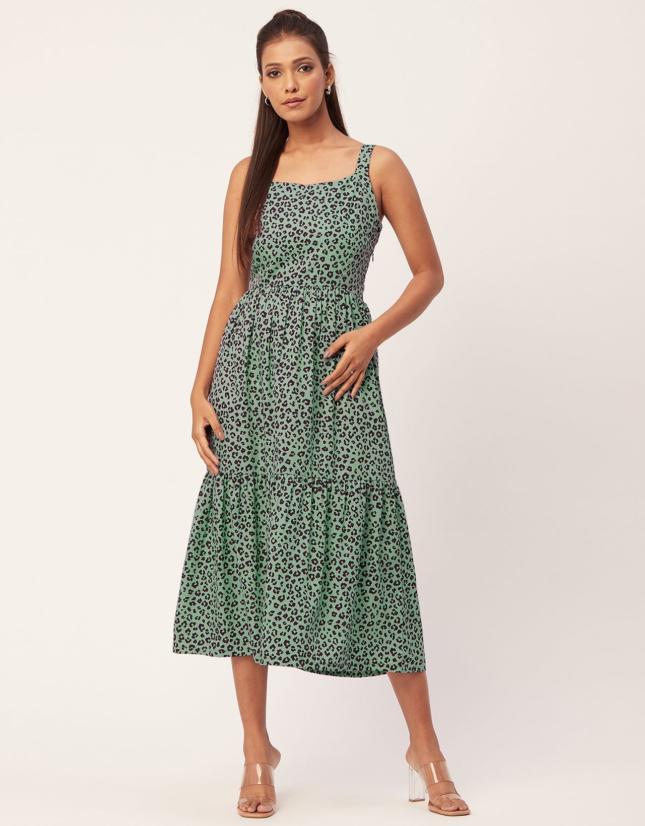 Sleeveless Chic Dress, Square Midi