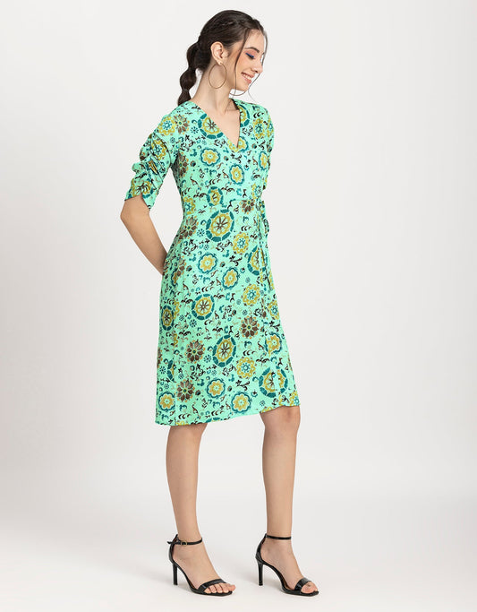 Printed Knee Length Dress
