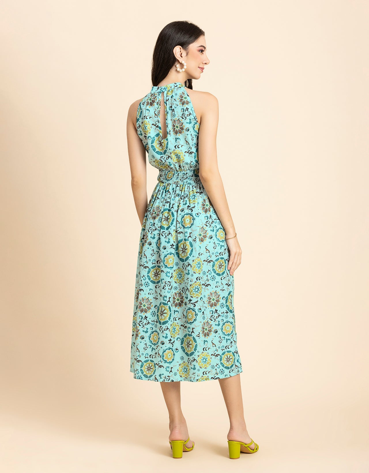 Printed Smocked Dress, Halter