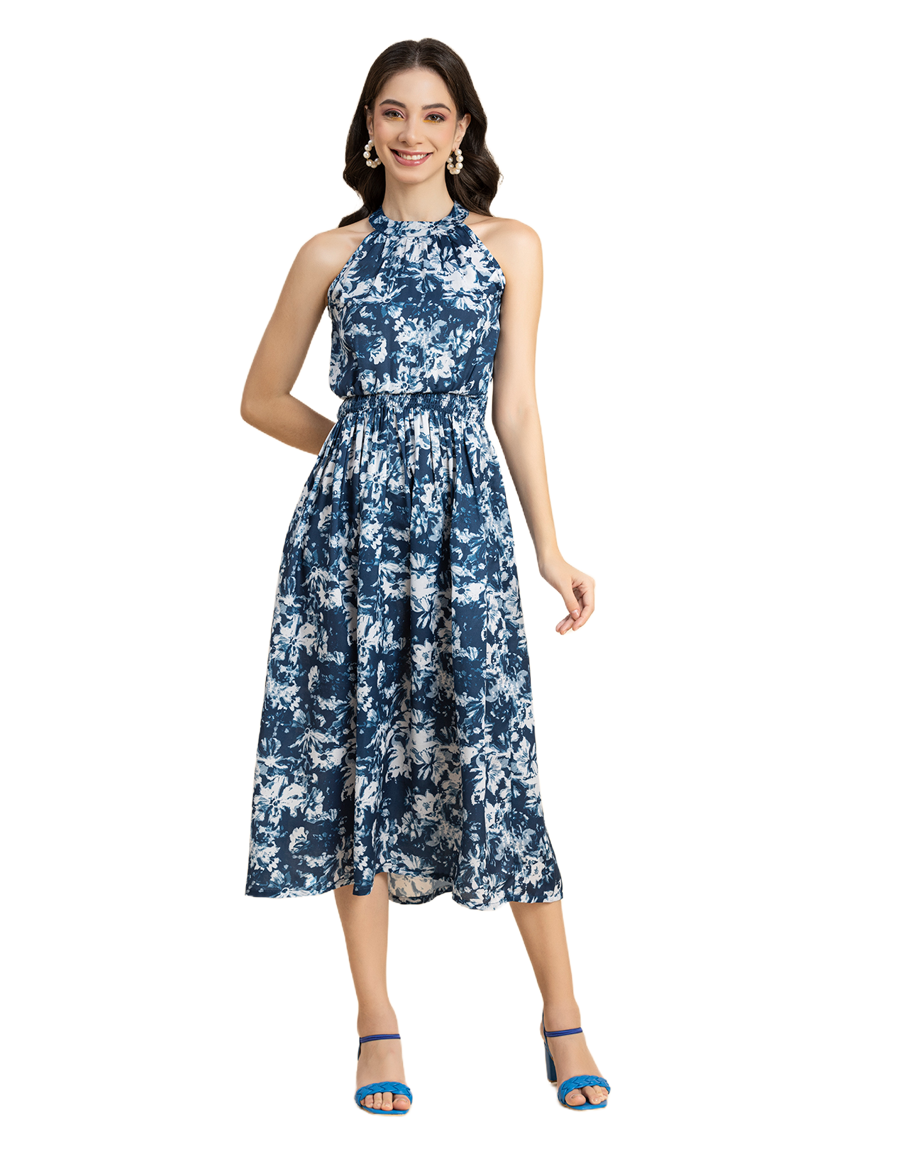 Printed Smocked Dress, Halter