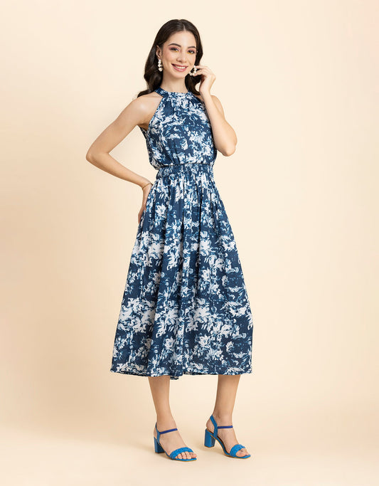 Printed Smocked Dress, Halter