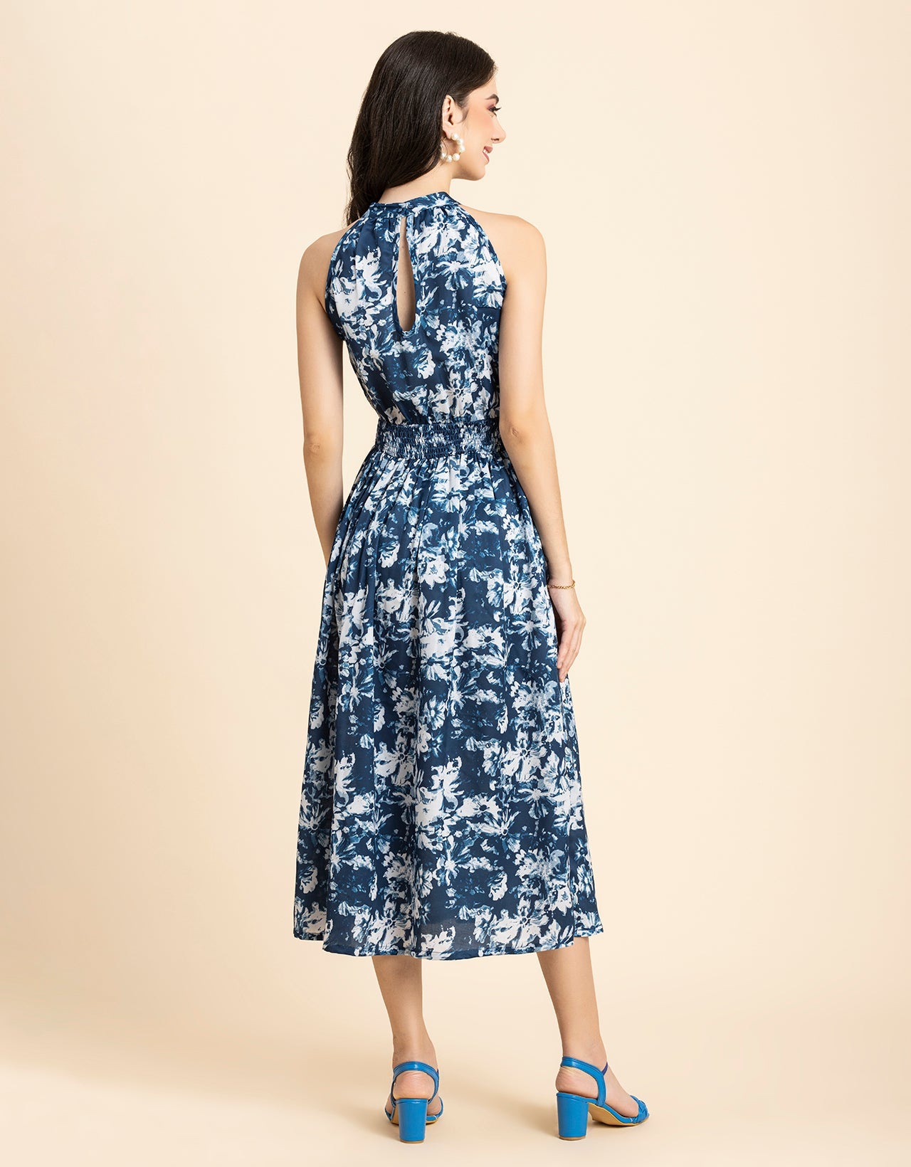 Printed Smocked Dress, Halter